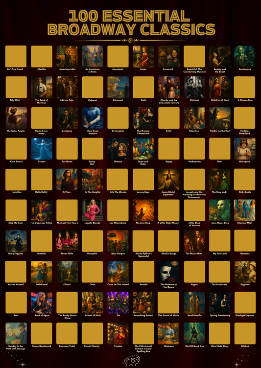 100 Essential Broadway Classics Scratch Off Poster