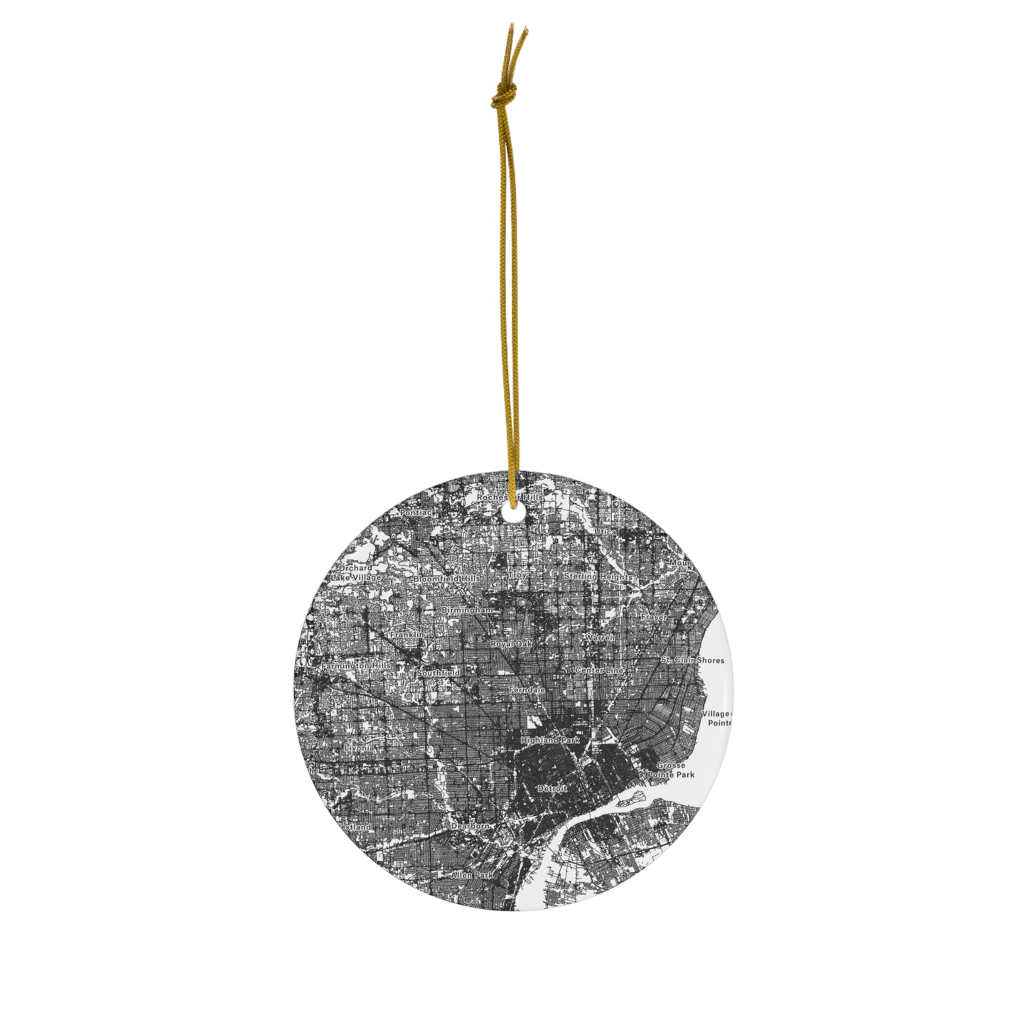 "Detroit Metro" Ceramic Ornament, 4 Shapes