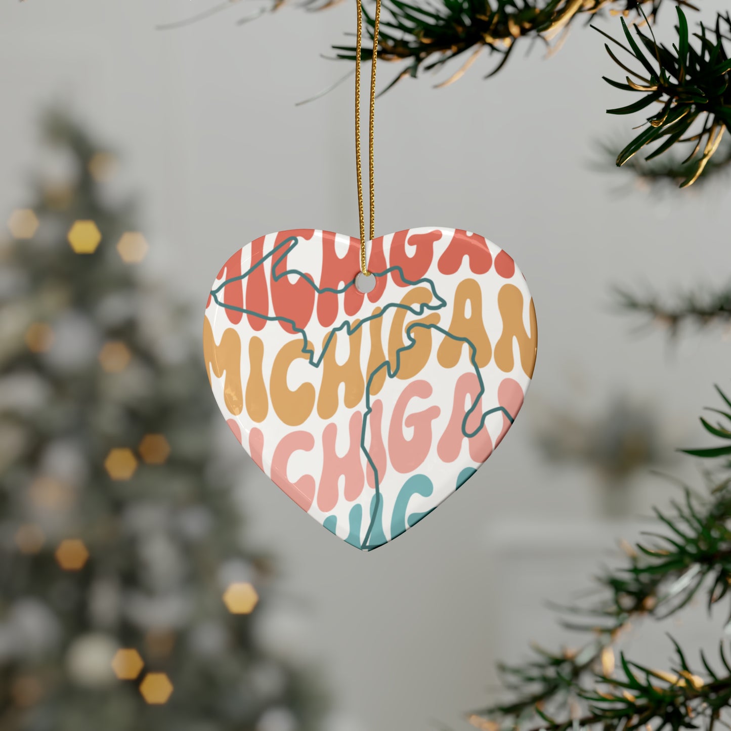 "Michigan Christmas" Ceramic Ornaments (1pcs, 5pcs, 10pcs, 20pcs)