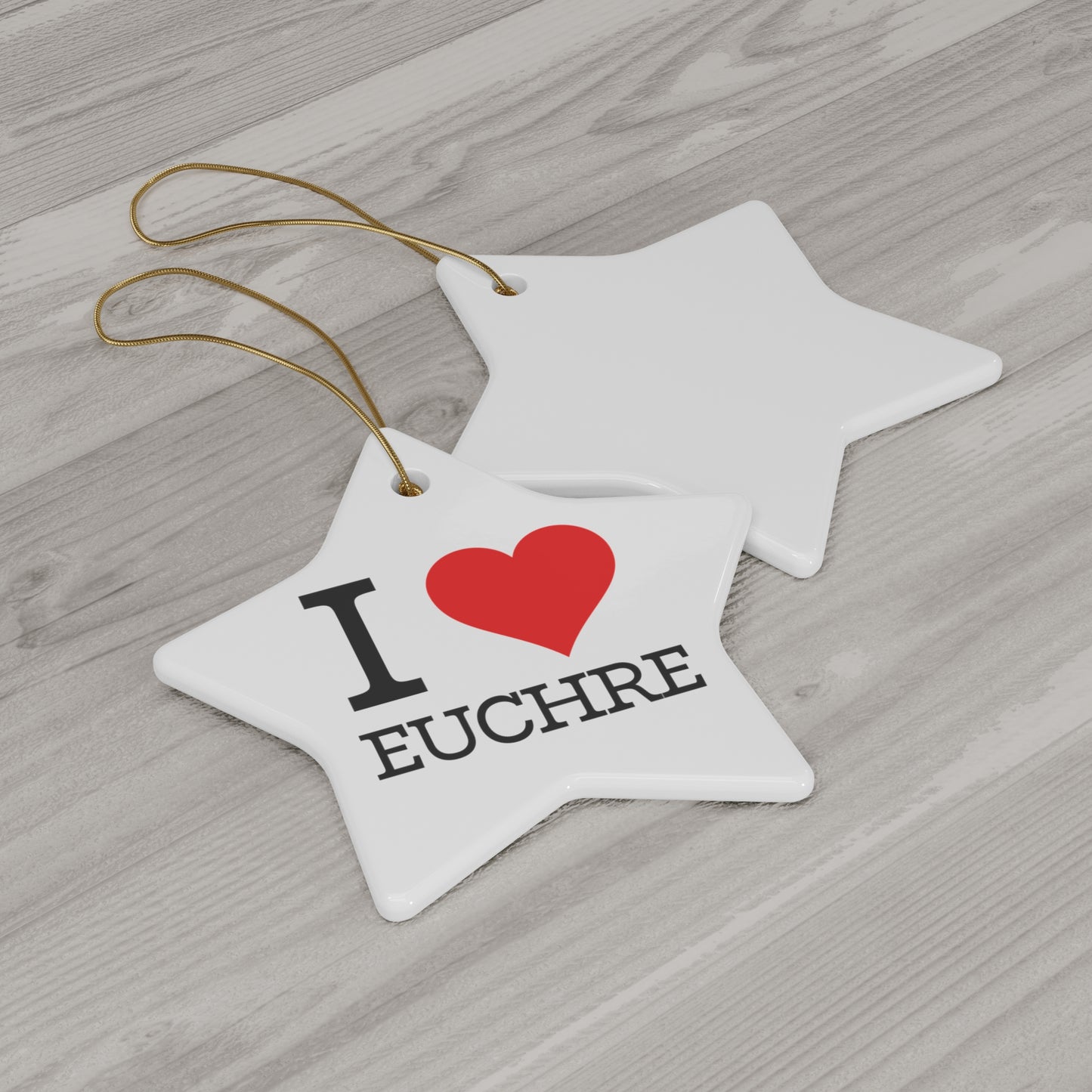 "I ❤️ Euchre" Ceramic Ornament