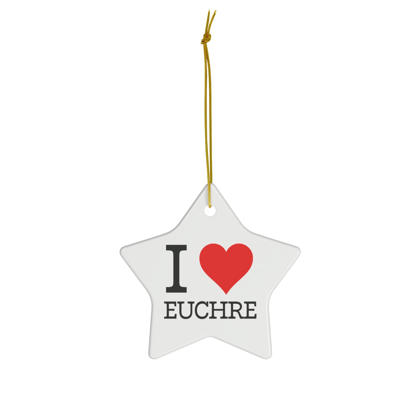 "I ❤️ Euchre" Ceramic Ornament