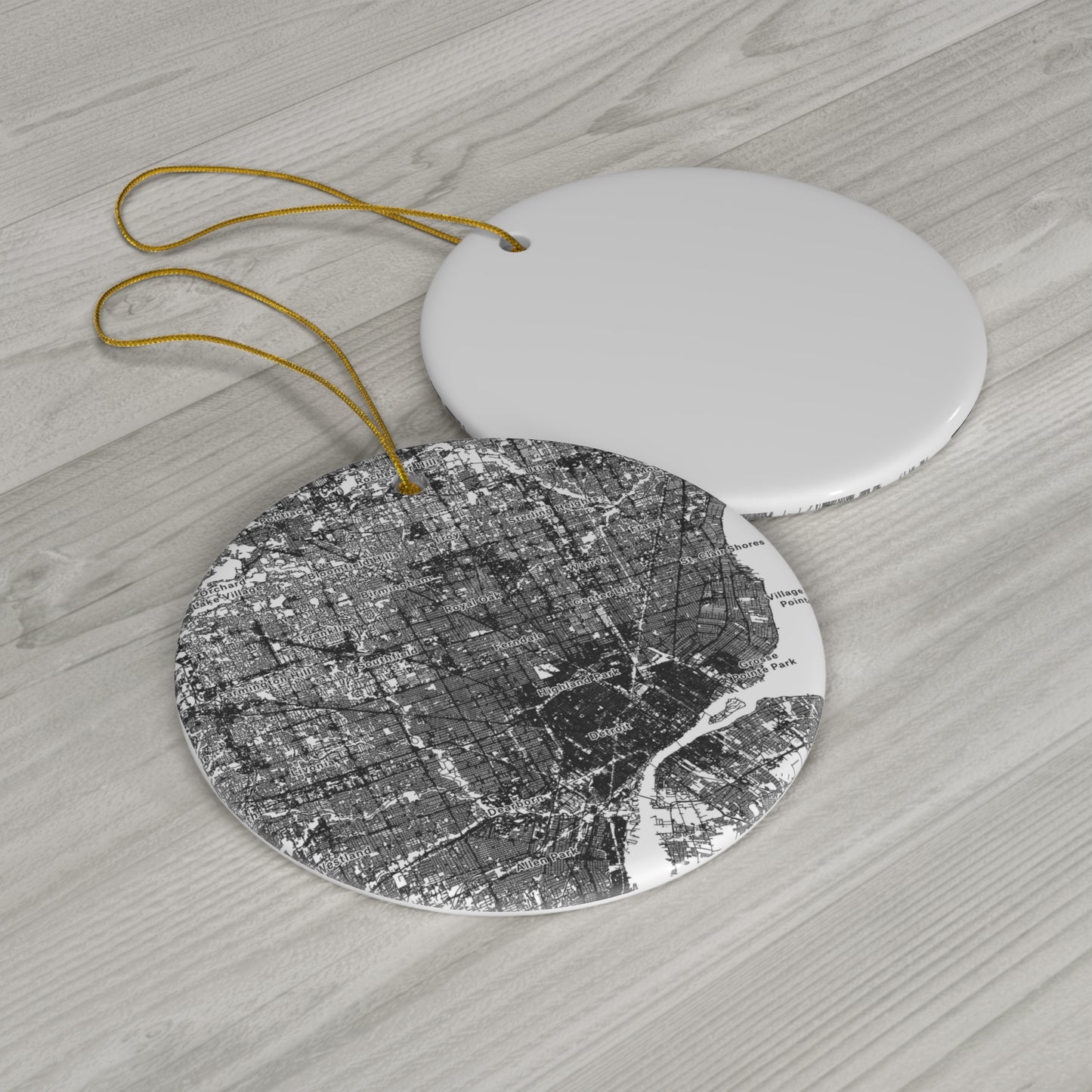"Detroit Metro" Ceramic Ornament, 4 Shapes