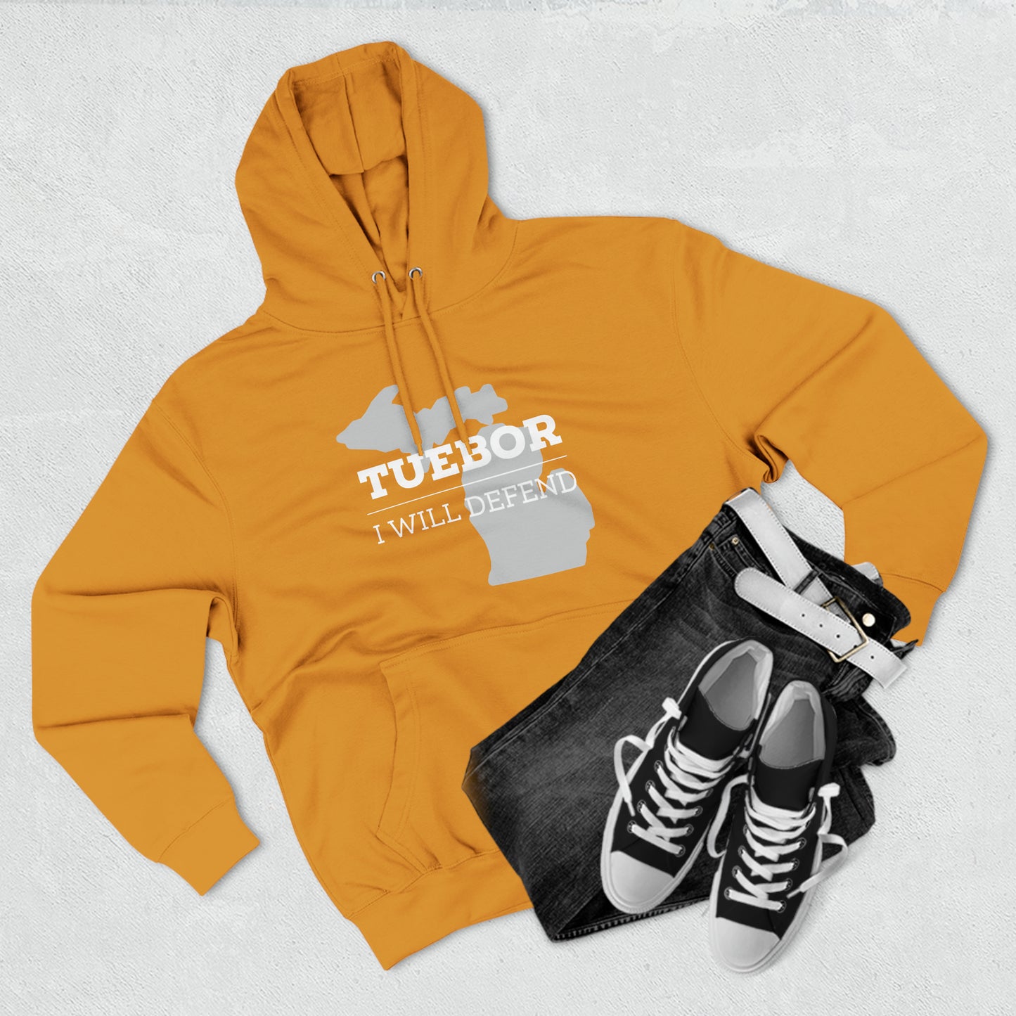 "Tuebor" Premium Pullover Hoodie with Michigan Seal