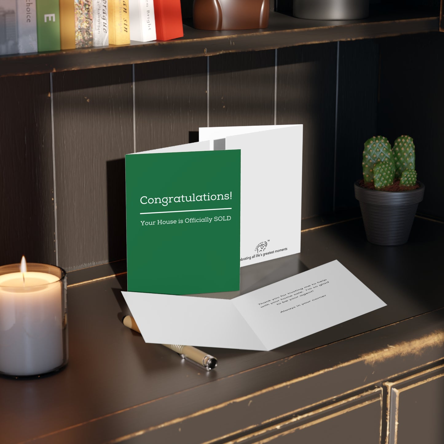 "Your House is SOLD" Green - Cards for Real Estate Agents (8, 16, and 24 pcs)