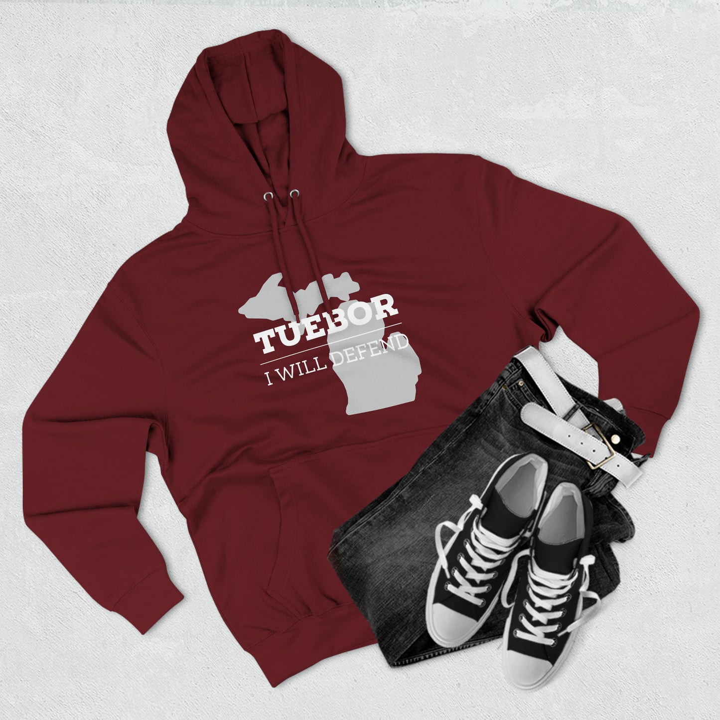 "Tuebor" Premium Pullover Hoodie with Michigan Seal