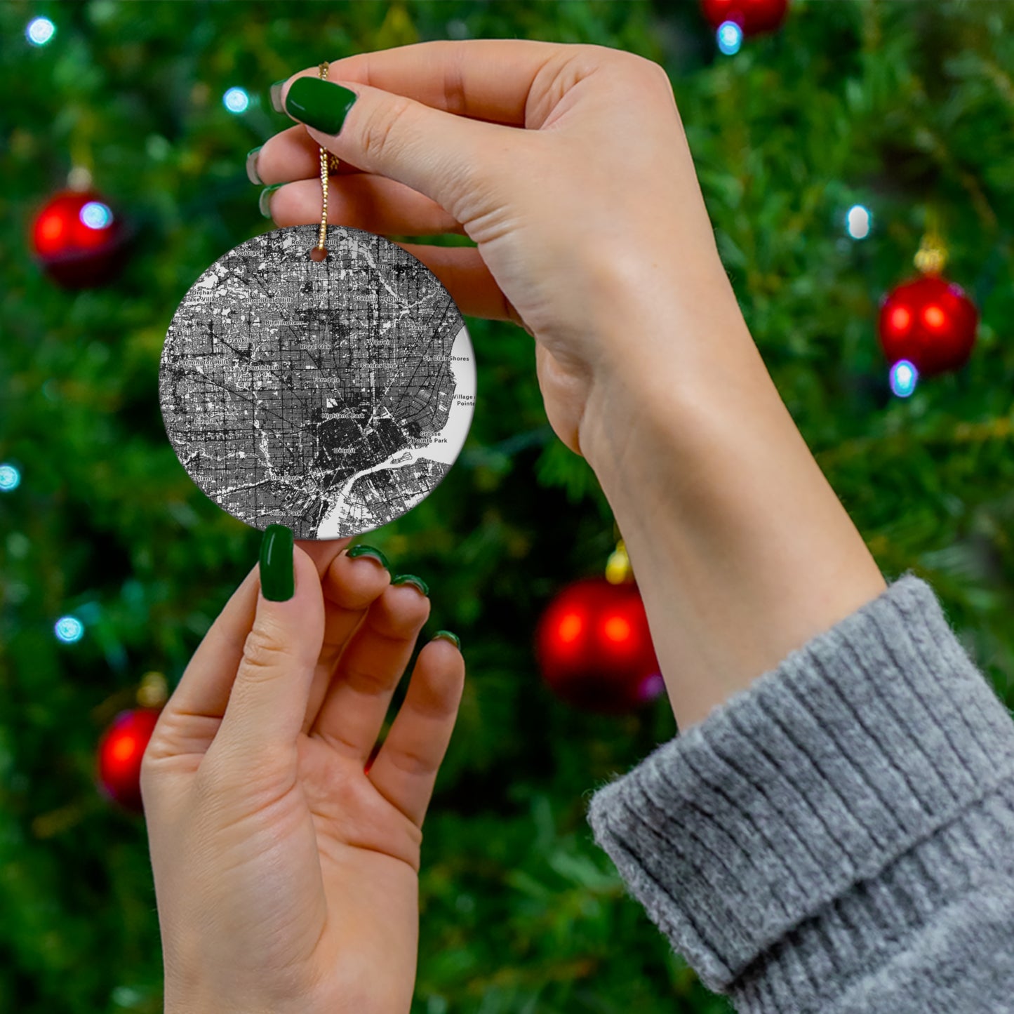 "Detroit Metro" Ceramic Ornament, 4 Shapes