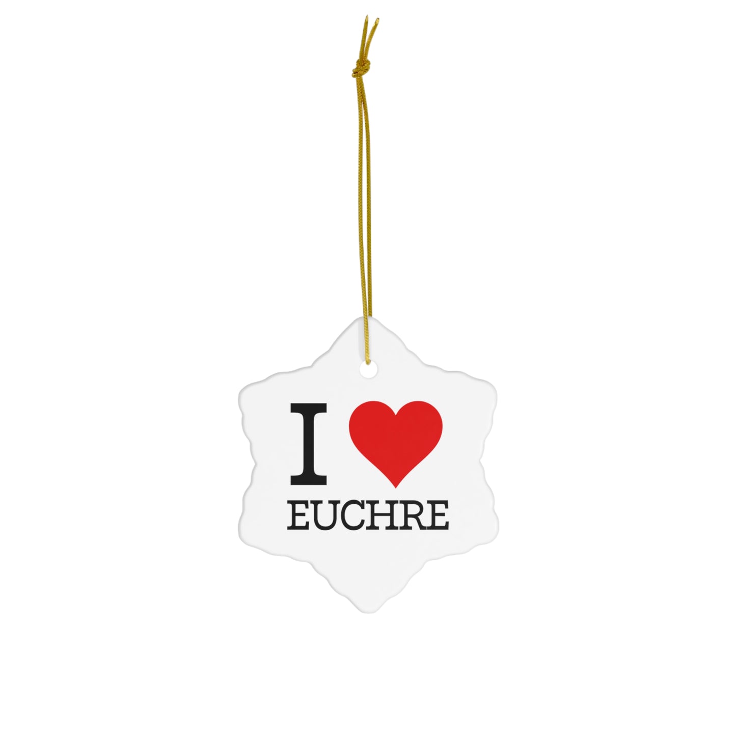 "I ❤️ Euchre" Ceramic Ornament