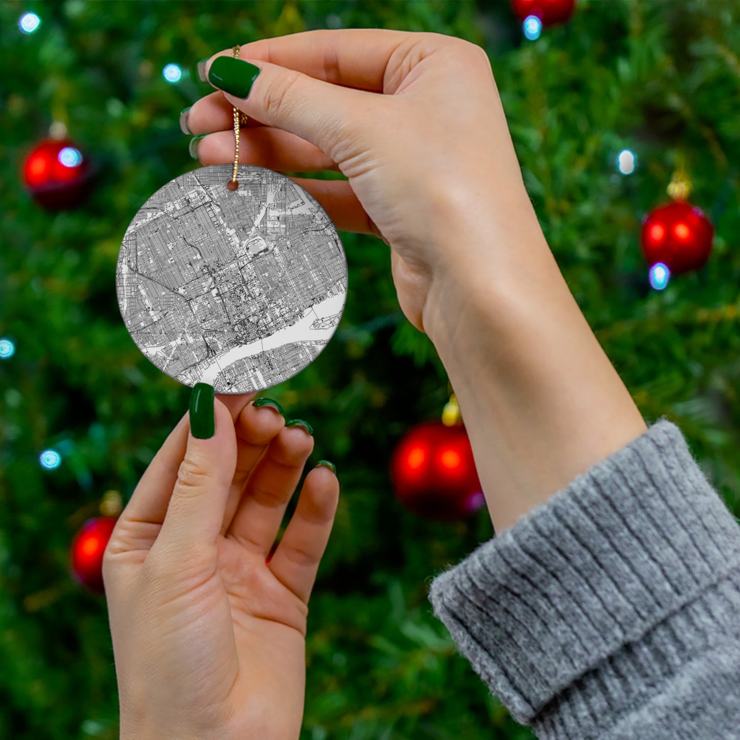 "Detroit City" Ceramic Ornament, 4 Shapes