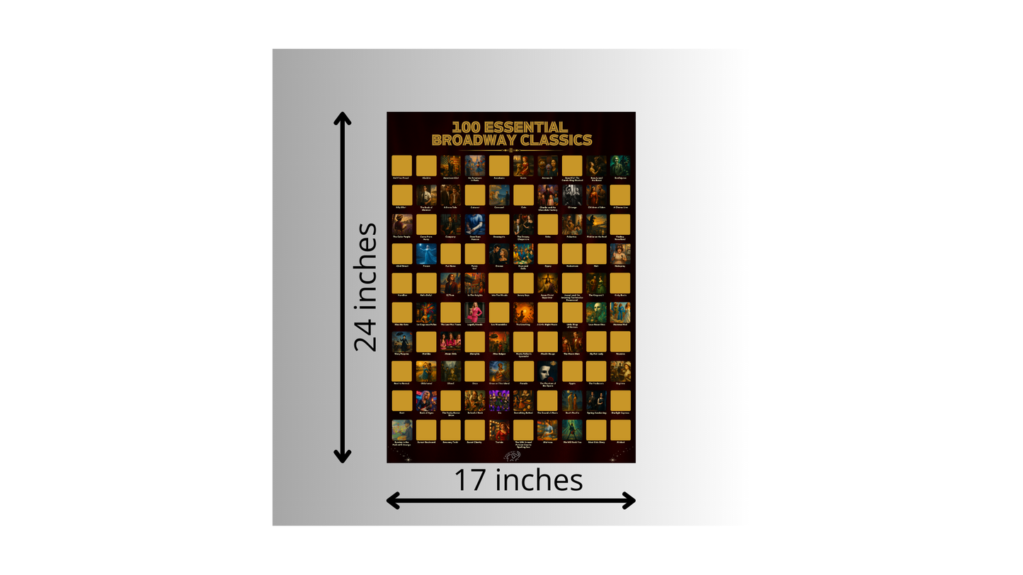 100 Essential Broadway Classics Scratch Off Poster