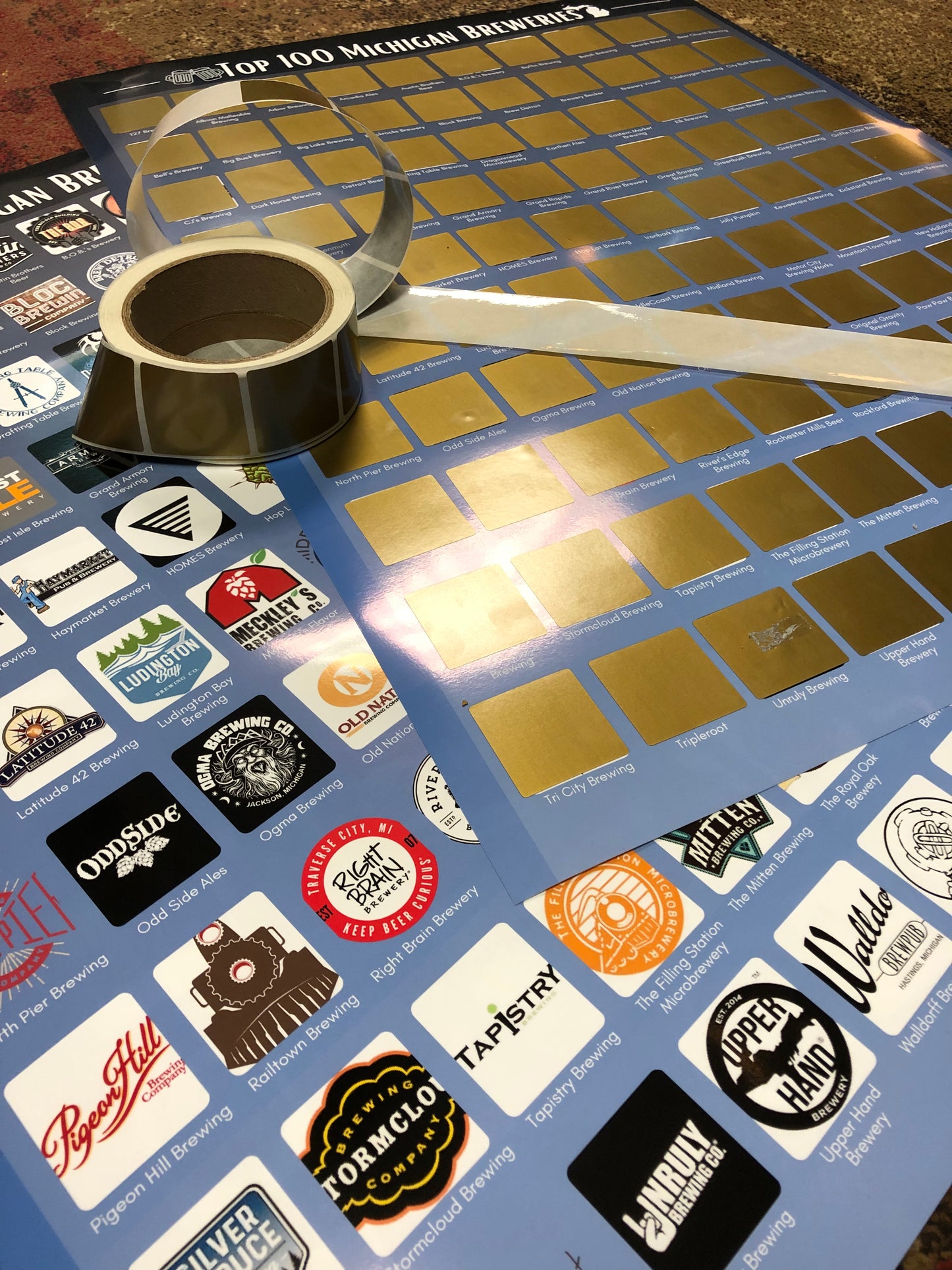 Top 100 Michigan Breweries Scratch Off Poster