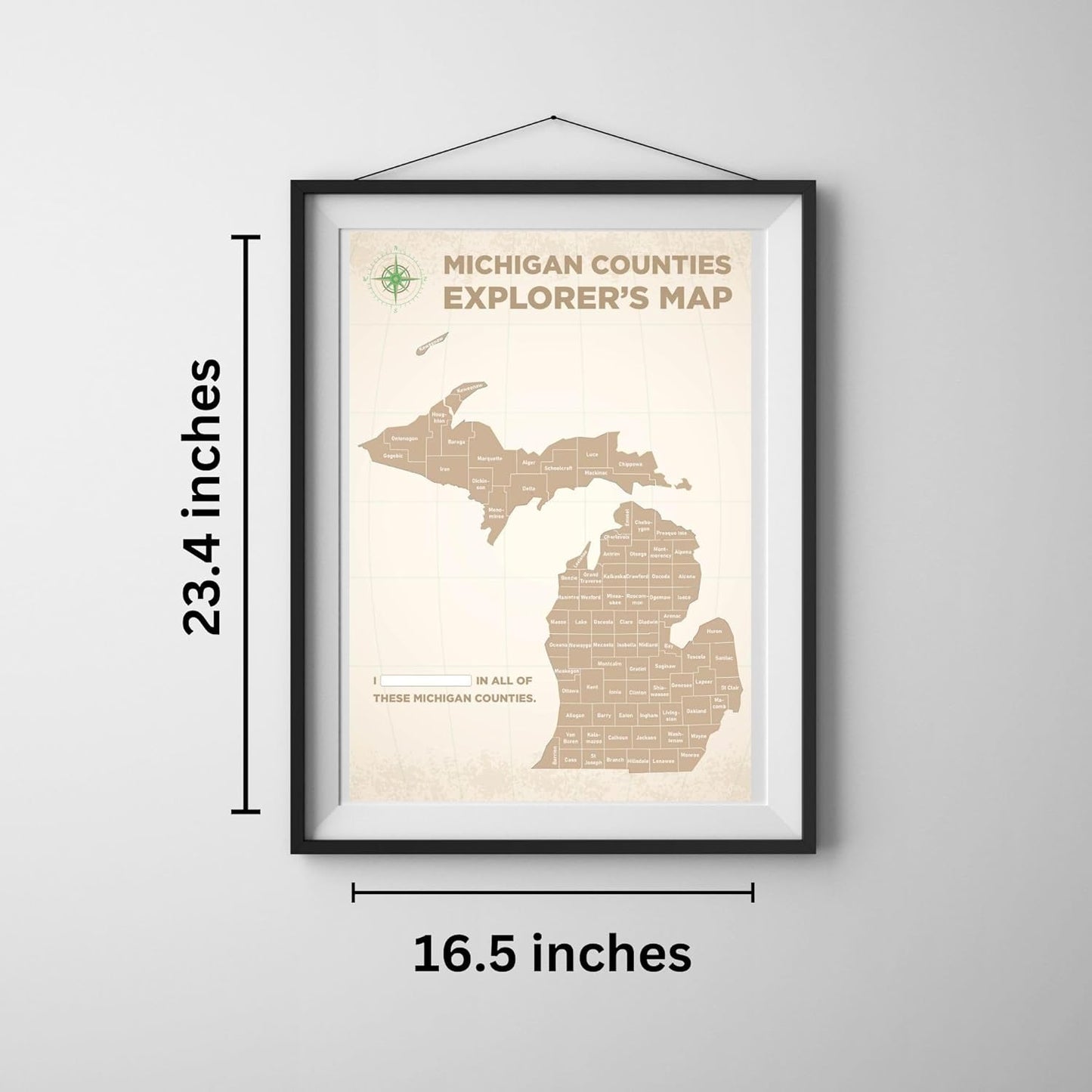Michigan Counties Scratch Off Poster