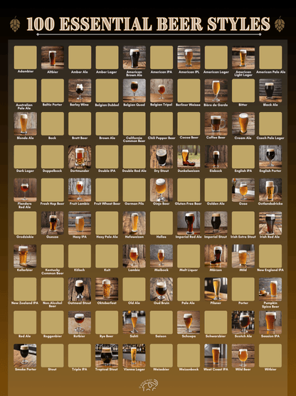 100 Essential Beer Styles Scratch Off Poster