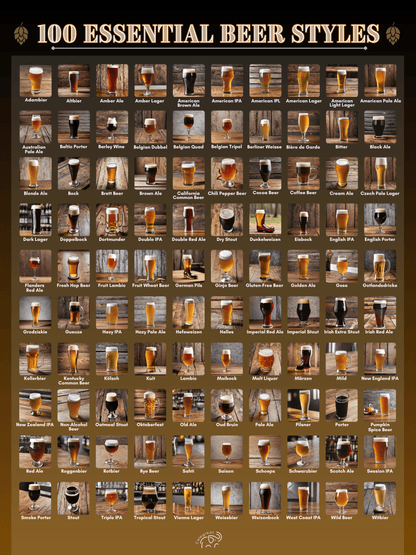 100 Essential Beer Styles Scratch Off Poster