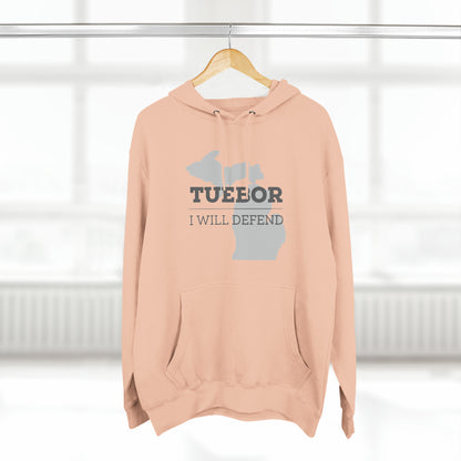 "Tuebor" Premium Pullover Hoodie with Michigan Seal