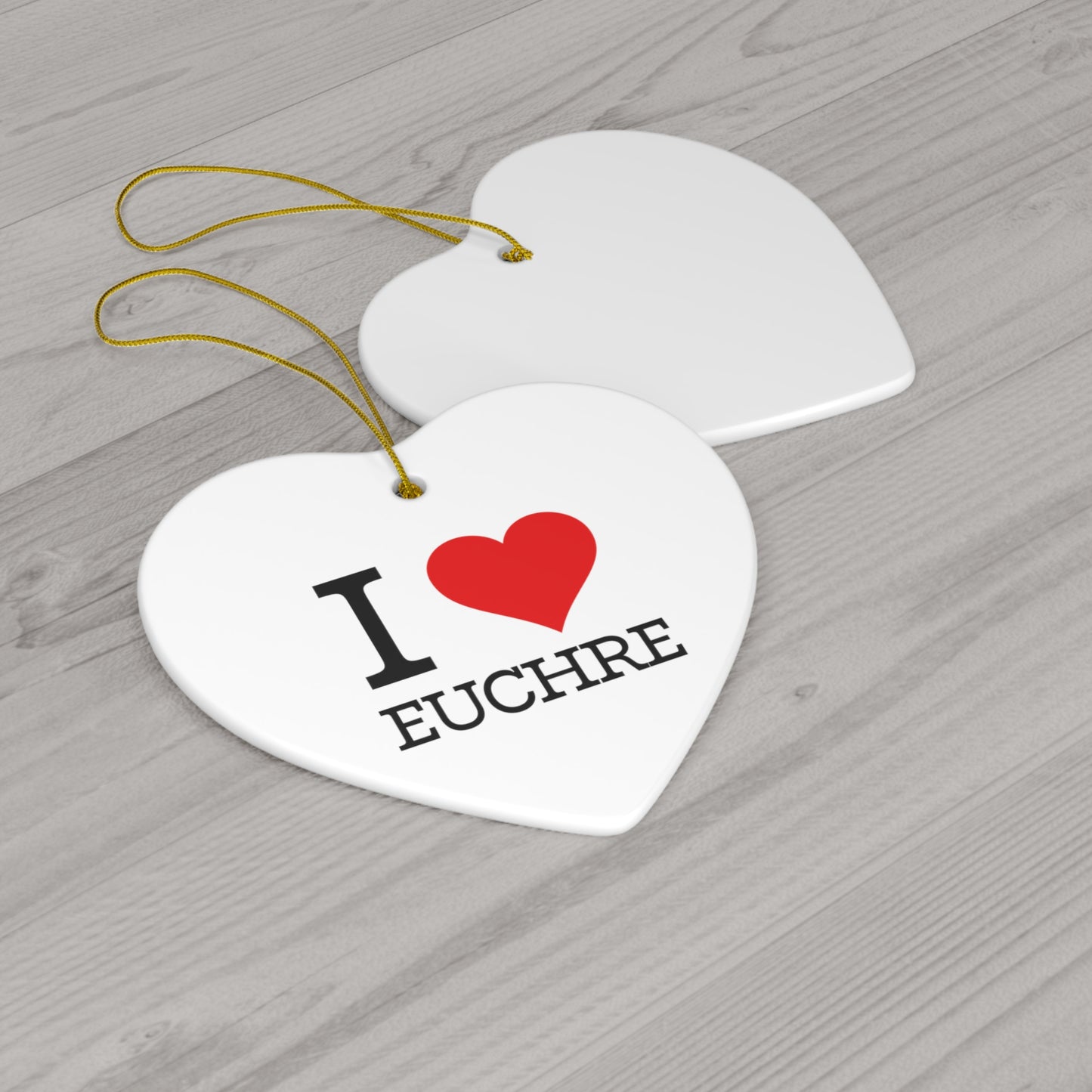 "I ❤️ Euchre" Ceramic Ornament