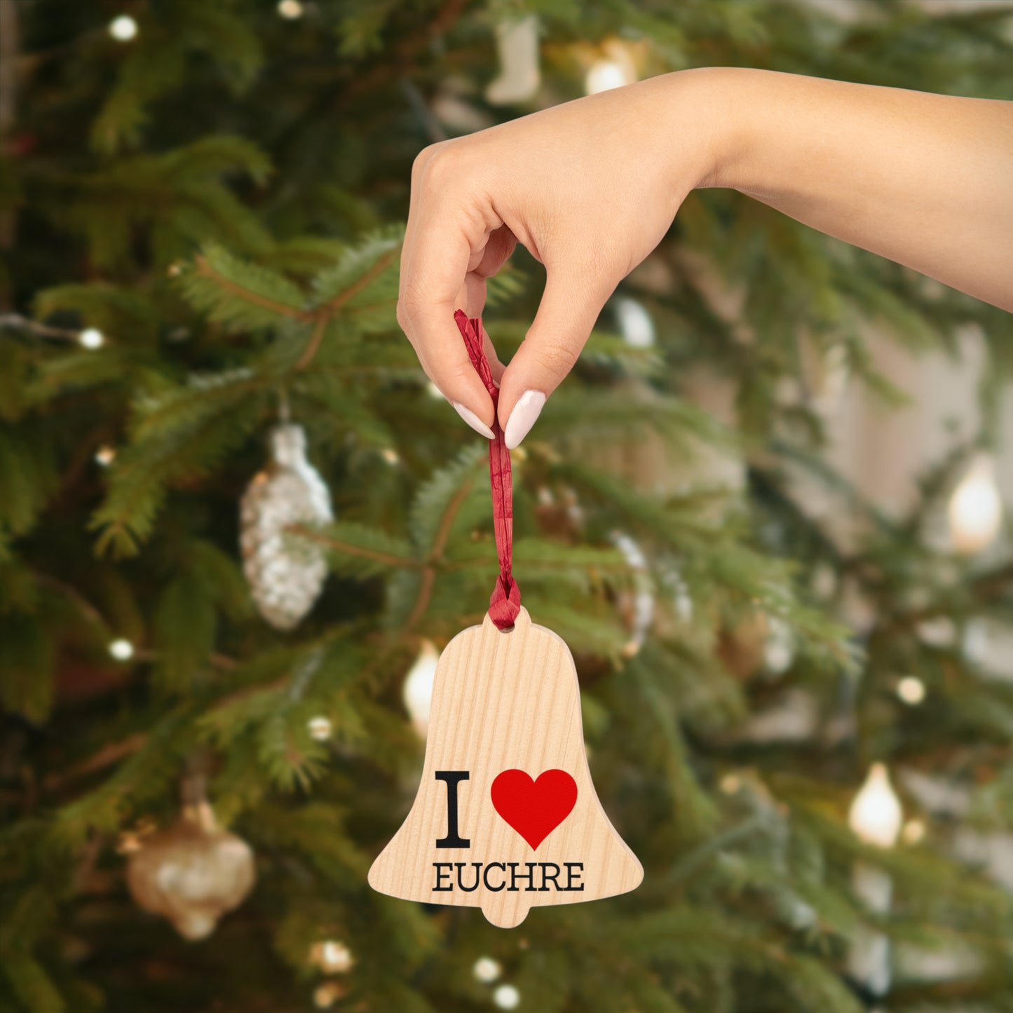 "I ❤️ Euchre" Christmas hanging Ornaments
