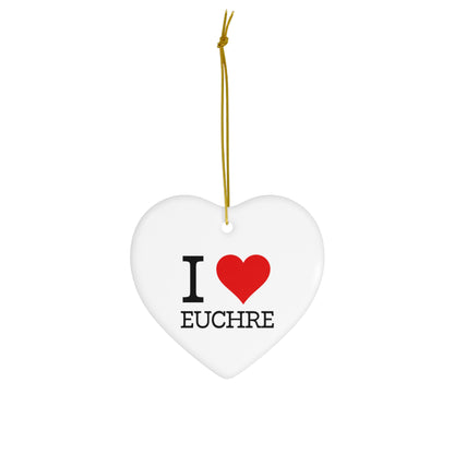 "I ❤️ Euchre" Ceramic Ornament