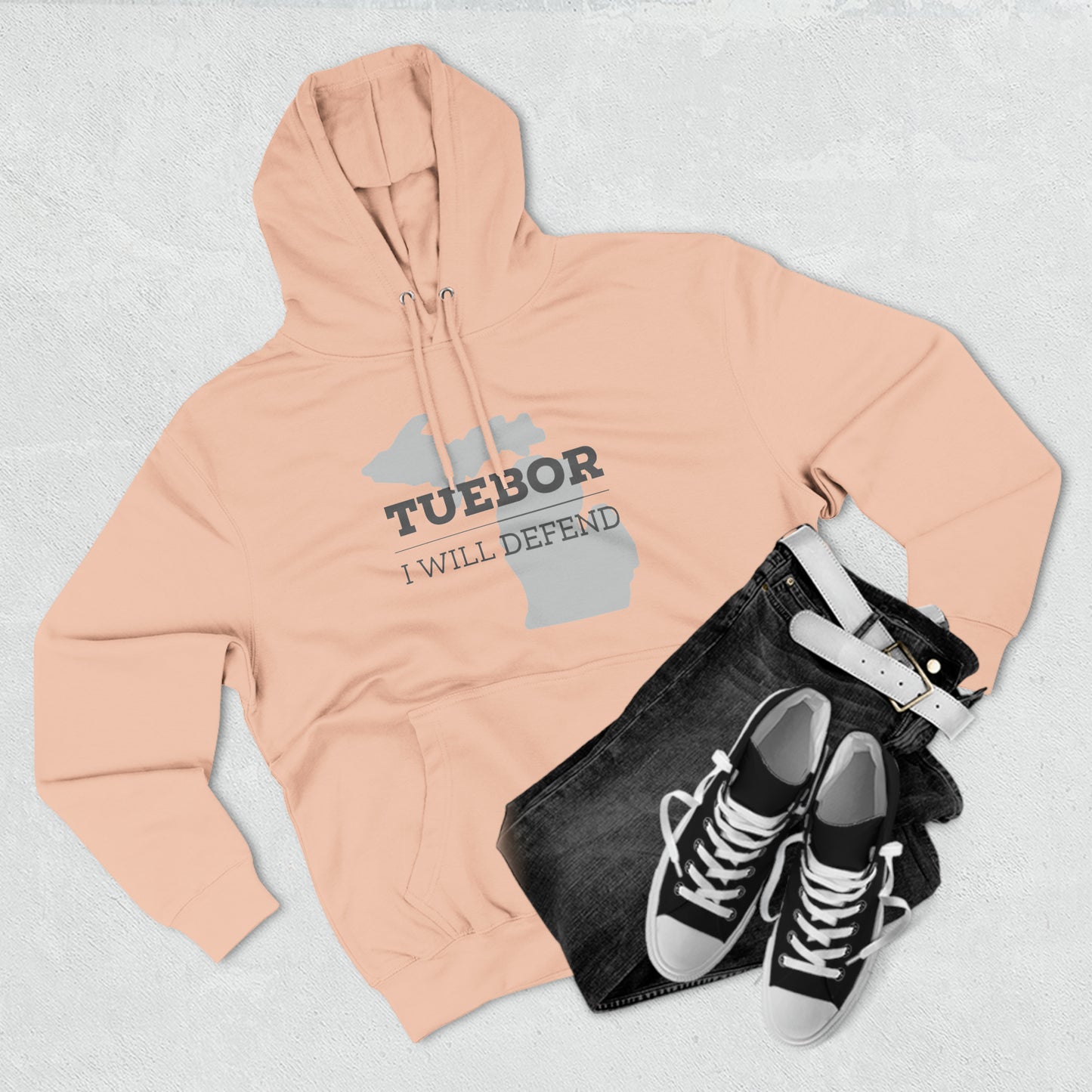 "Tuebor" Premium Pullover Hoodie with Michigan Seal
