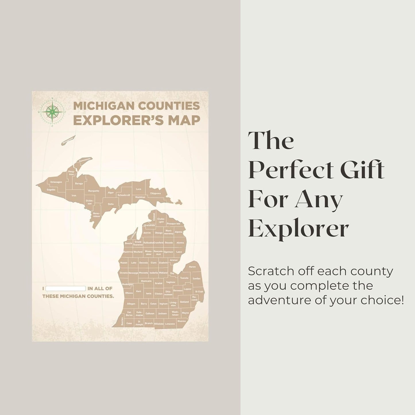 Michigan Counties Scratch Off Poster