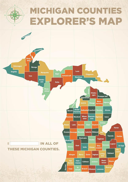 Michigan Counties Scratch Off Poster